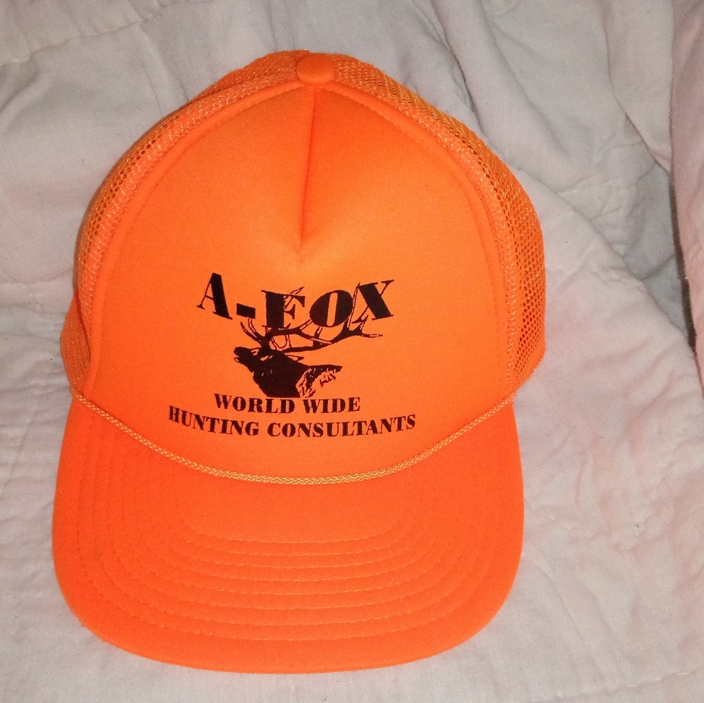 A-Fox World Wide Hunting Consultants Blaze Orange Elk Vintage Snapback